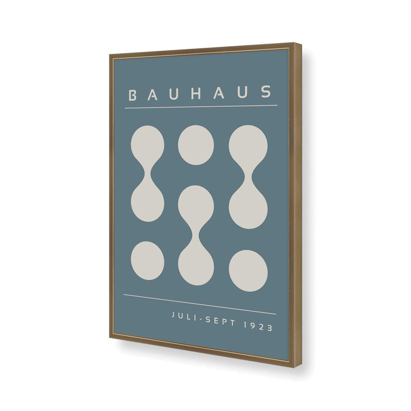 Impression de tempête Bauhaus Flow II bleu, Reproduction encadrée sans passe-partout, Or brossé