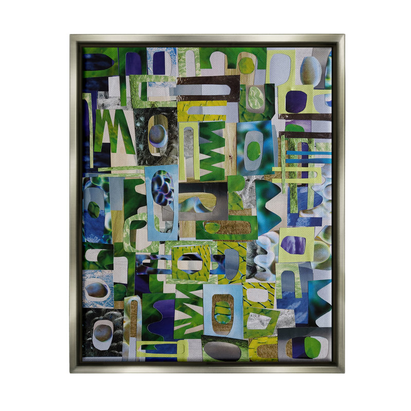 Golders - forme abstraite verte - peinture, H 31 po x l 25 po x P 1,7 po, Cadre flottant gris lustré