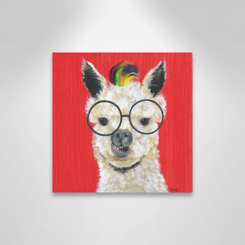 «Llama Lovely», art sur toile, H 12 po x l 12 po x P 1,5 po