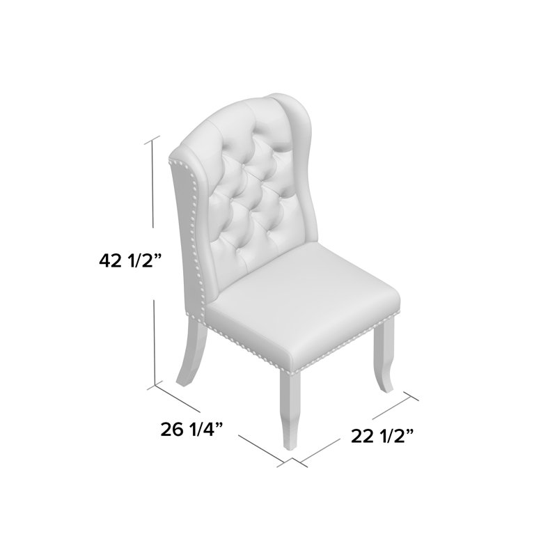 Adler Tufted Upholstered Wingback Side Chair, Beige