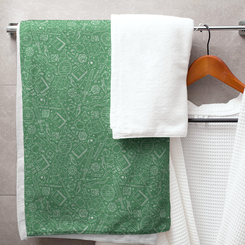 Serviette de bain classique, Vert/blanc