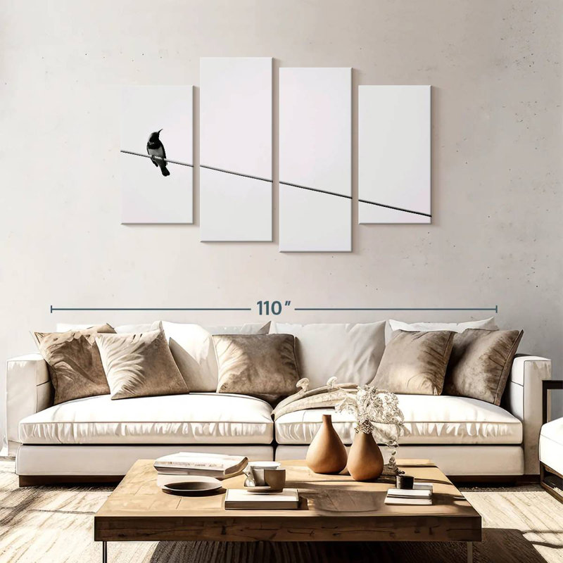 Brampt oiseau simple sur fil, H 48 po x l 75 po