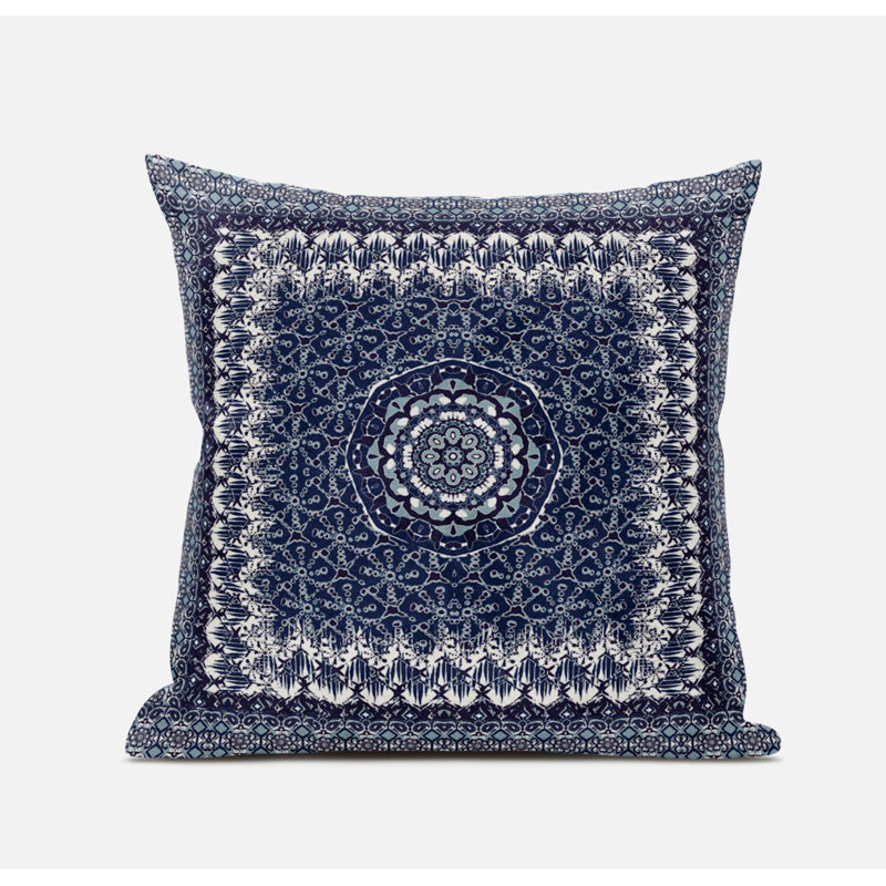 Throw Square Pillow Cover & Insert, Indigo/White