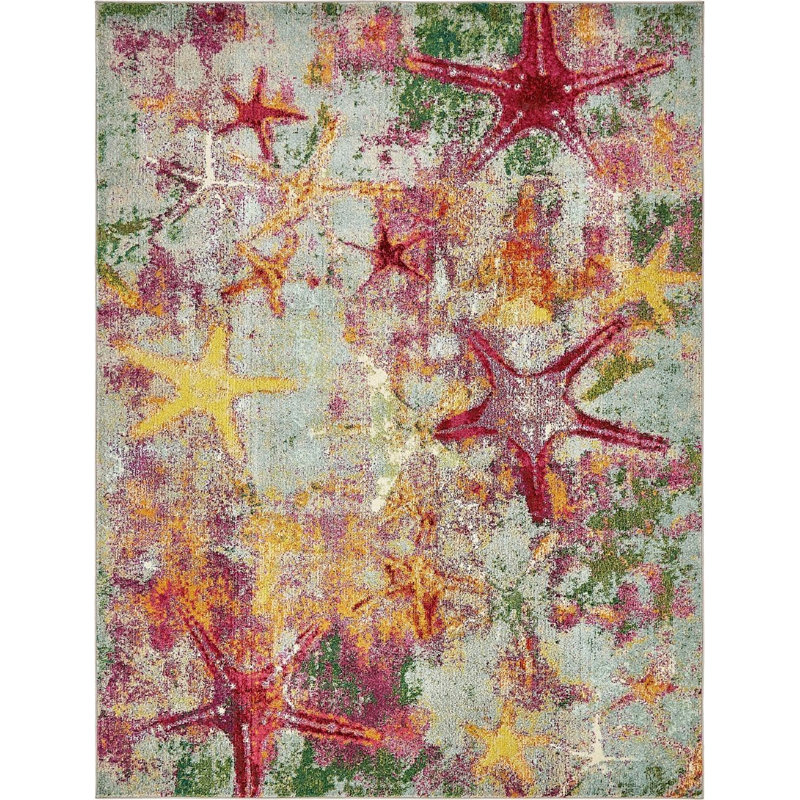 Tapis vert / jaune / rouge Trenton, Rectangle 8 pi x 10 pi