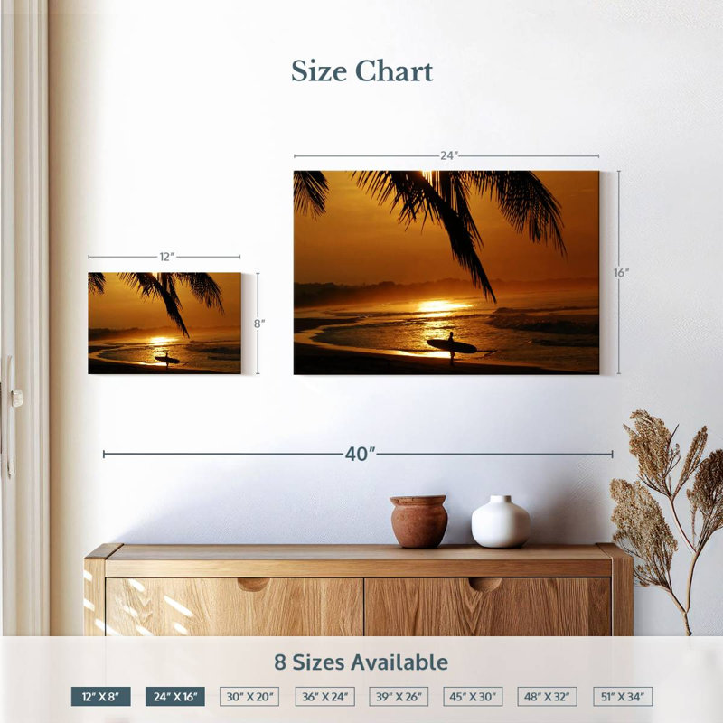 Gillard Sunset Gold Surfer, H 16 po x l 24 po