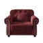 Velours tapissier simple de 41,3 po bourgogne, style Mid-Century moderne, bouton, garniture cloutée, éponge confortable à haute densité et coussins à ressorts