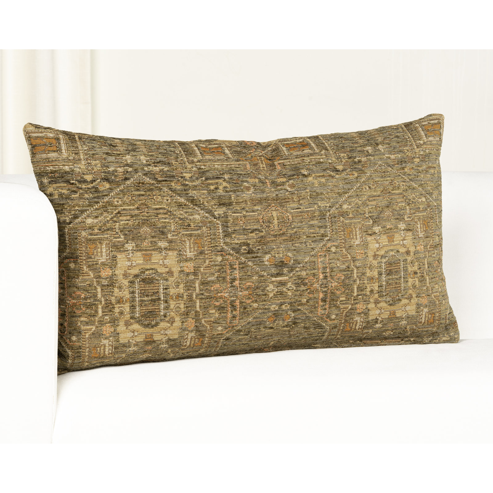 Olcott Throw Pillow, Polyester, Zapatta Sage, Rectangle 14"H x 26"W