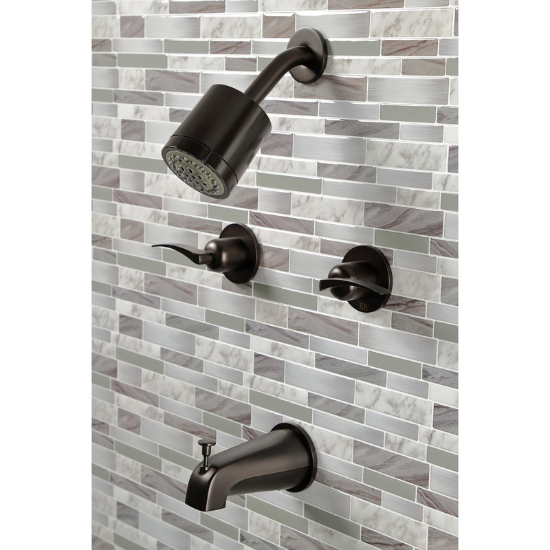 Kingston Brass Centurion Double-Handle Tub and Shower Faucet, Oil Rubbed Bronze