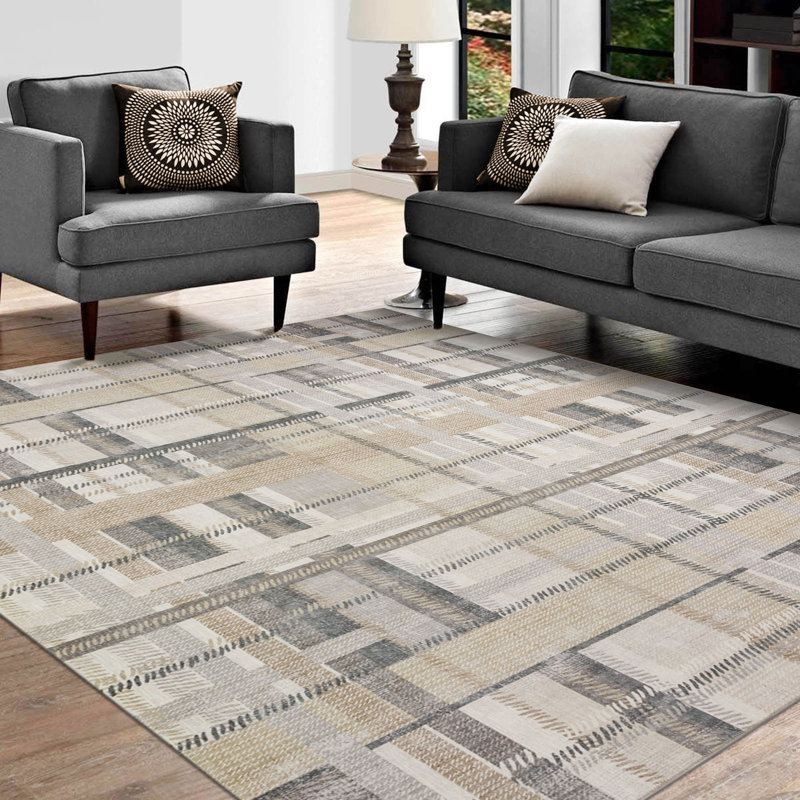 Tapis ivoire / beige / gris NELE, Rectangle 3 pi 6 po x 5 pi 6 po