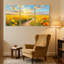 Assortiment de bouquets de fleurs ensoleillées avec coquelicots jaunes et chemin, ensemble de 3 impressions sur toile-277642165