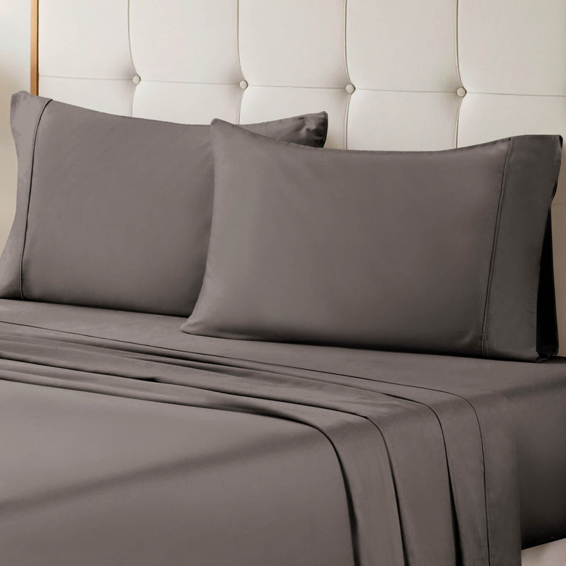 Luxury 700 Thread Count Certified Certified Egyptian Cotton Sateen Pillowcase, Standard, Gray