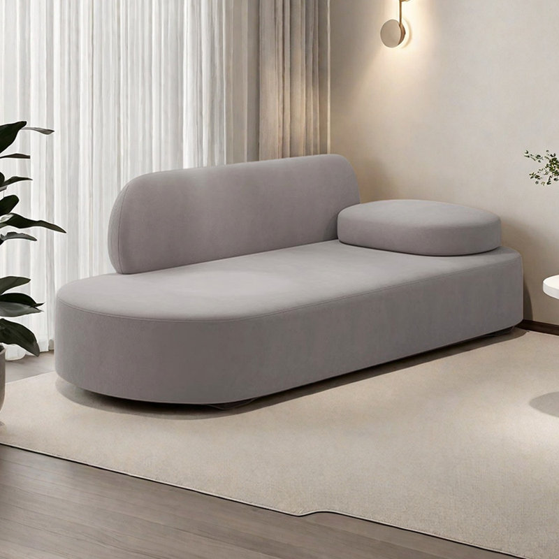 Finck Modern Indoor Chaise Lounges with Movable Headrest, Right Hand Facing, Light Grey
