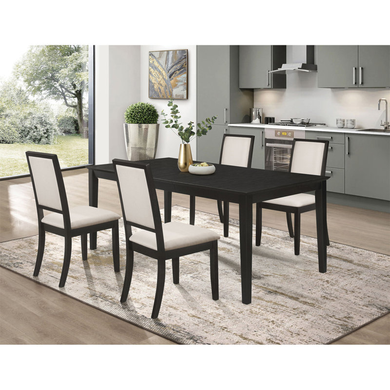 Daniela Black 5-Piece Dining Set, 5 Pieces: Table, 4 Chairs