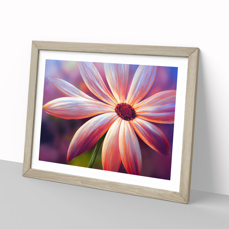Timeless Daisy Flower 1 Piece Single Picture Frame Wall Art, 25cm H x 34cm W x 2cm D, Oak