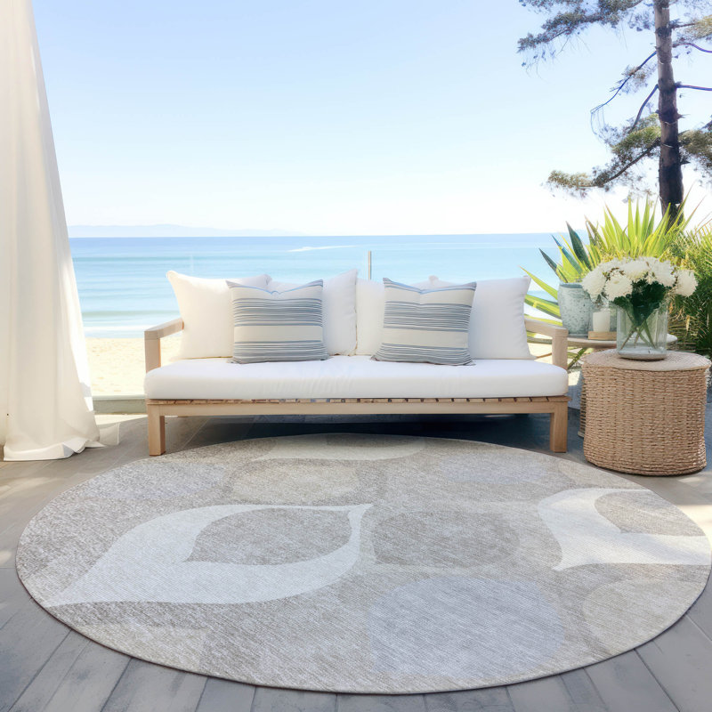 Tapis d'entrée / extérieur antidérapant Caziyah, Rond 8 pi