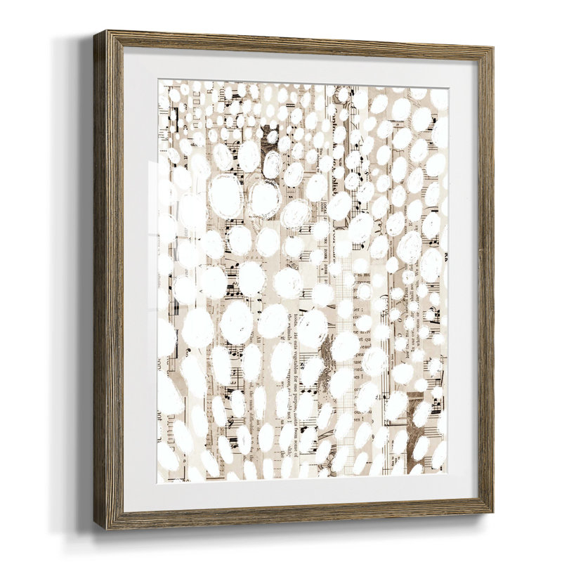 Motif rétro I, reproduction encadrée, Blanc, Papier avec cadre noyer
