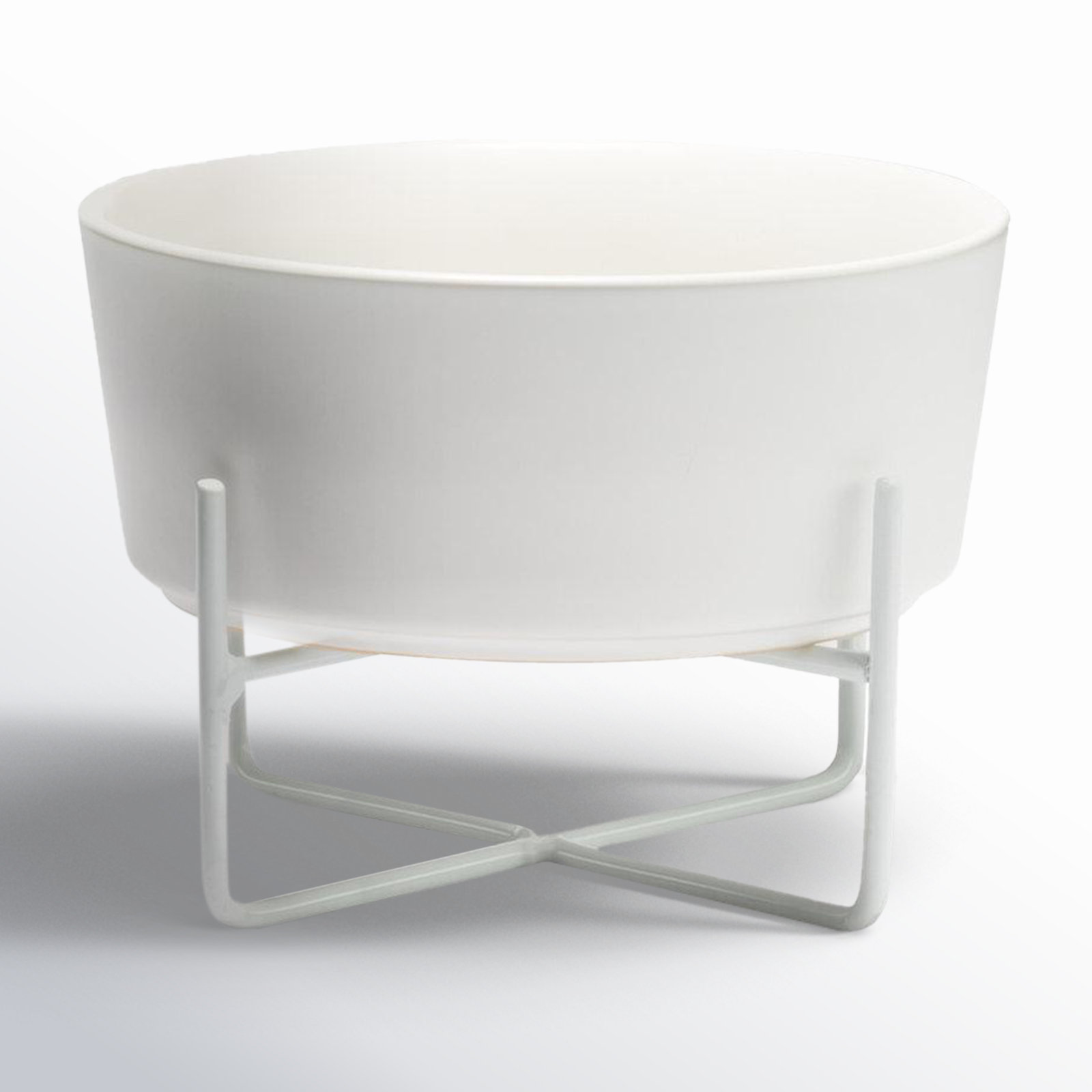 Simple Solid Bowl & Dog Bowl Stand, White, Small (2 cups / 16 fl. oz.)