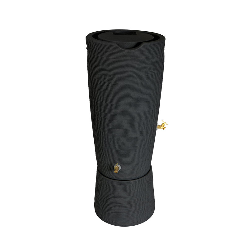 Baril de pluie 50 gallons Impressions Stone, Noir