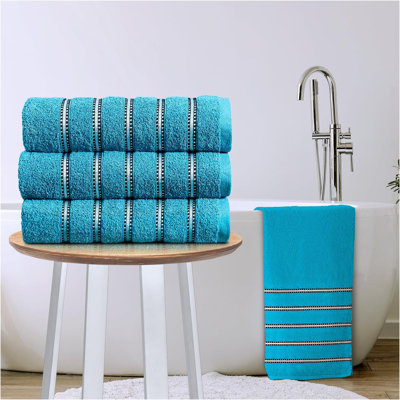 Luxury Cotton Striped Bathroom Towels, Super Soft , Highly Absorbent & Quick Dry – Includes Hand Towels & Bath Sheets
