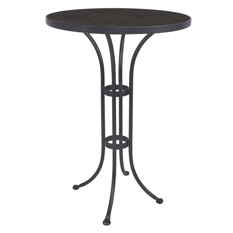 Outdoor Round Counter Table, Pallazo White, Graphite, 42.5" H x 42" W x 42" D 