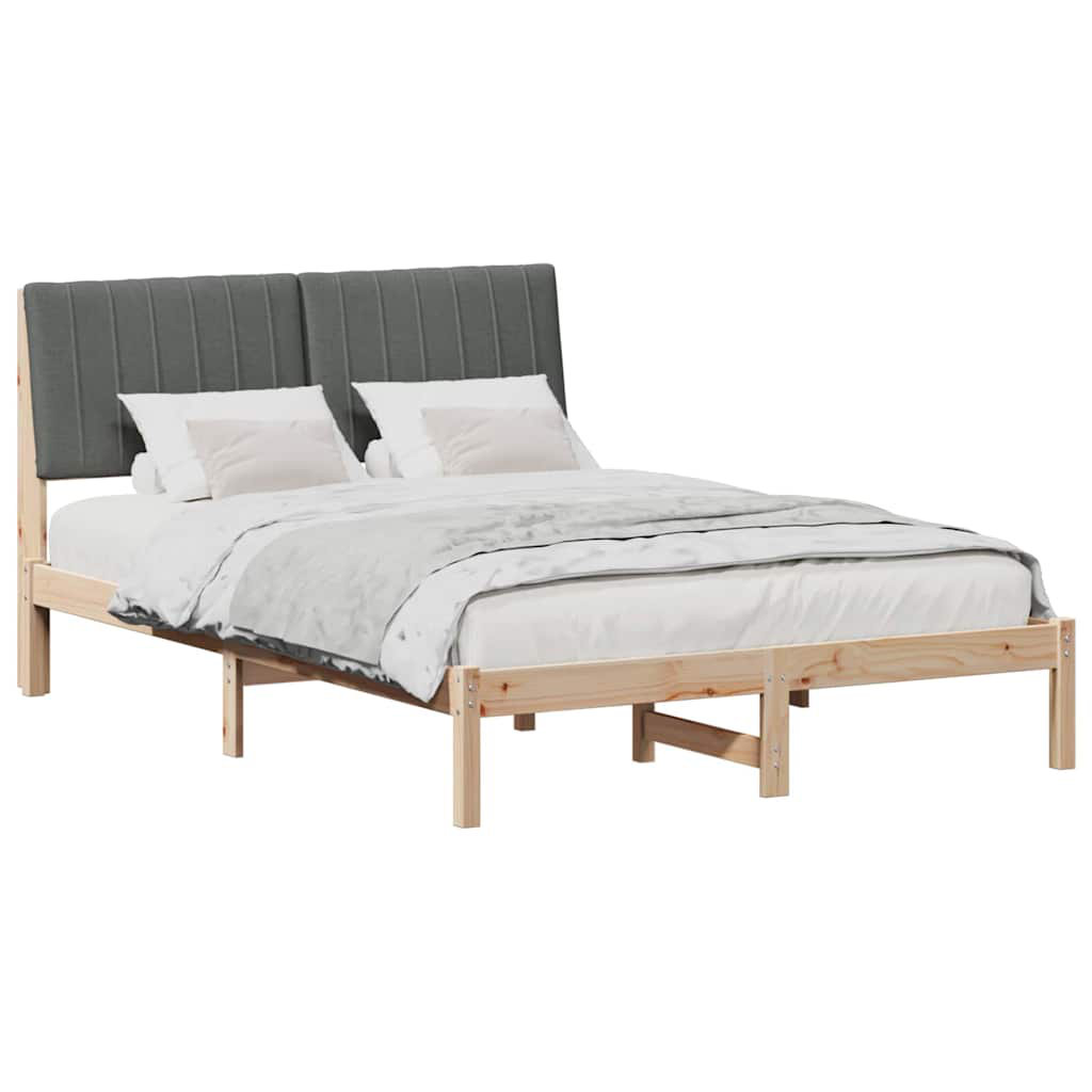 17 Stories Bed Frame With Headboard Brown 135 X 190 Cm Solid Pine Wood ...