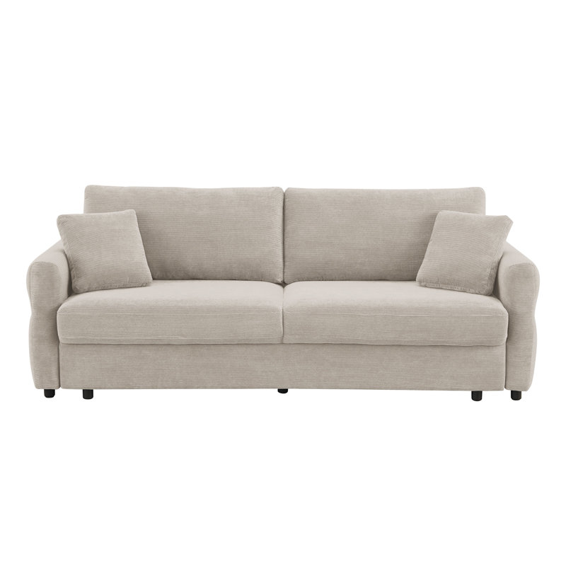 Canapé-lit en tissu avec rangement Haran, Beige