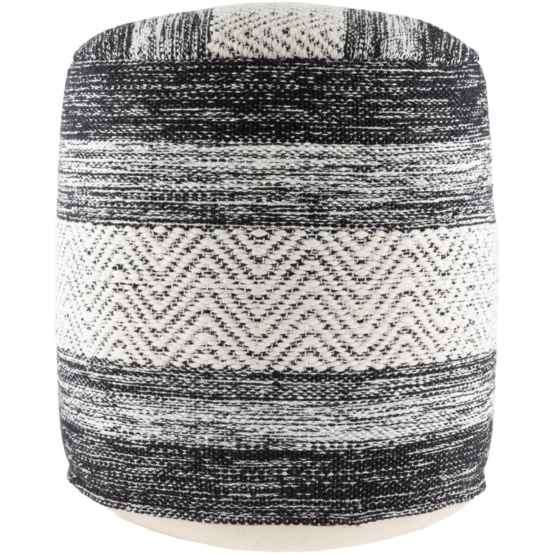 Coldwater Upholstered Pouf, Beige/Black