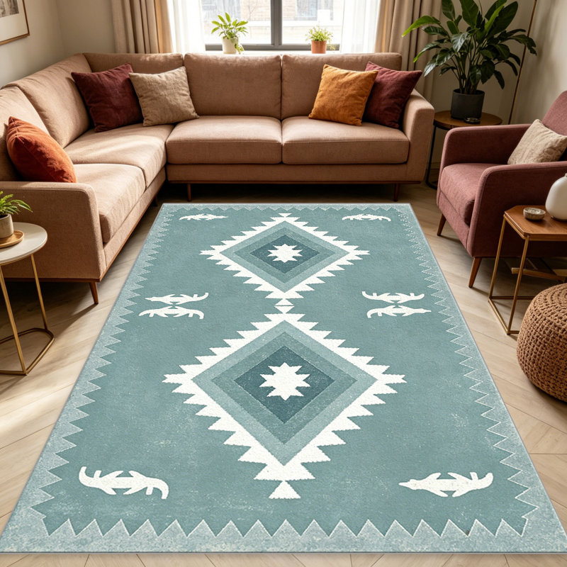 Sage Double Diamond Rug carpet-easy to clean, machine-washable, soft and comfortable; suitable for door mats, kitchens, living rooms, bedrooms, corridors, and laundry areas. Easy to clean, durable carpet for home decoration.