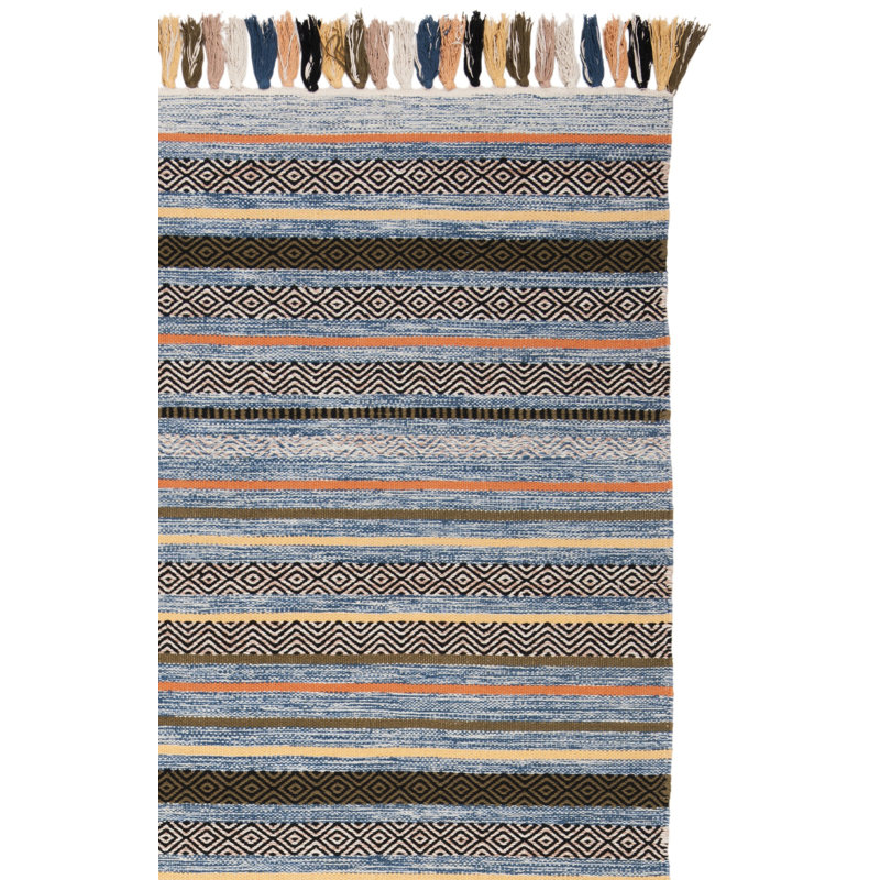 Montauk Hand Woven Cotton Striped Rug, Runner 2'3" x 8'