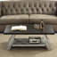 Table basse rectangulaire bicolore en noyer vieilli et gris