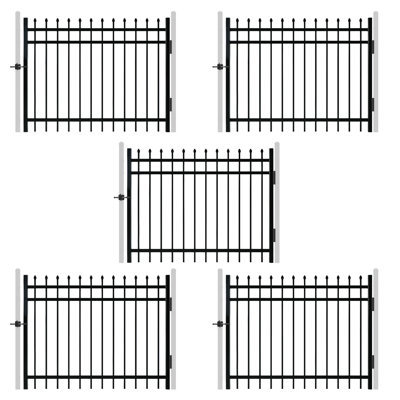 Heavy Duty Pinnacle Fence Gate, 4FT Height x 5FT Width Outdoor Fence Gate, Outdoor Anti-Rust Metal Steel Gate for Fencing Barrier, Decorative Garden Gate with Gate Lock