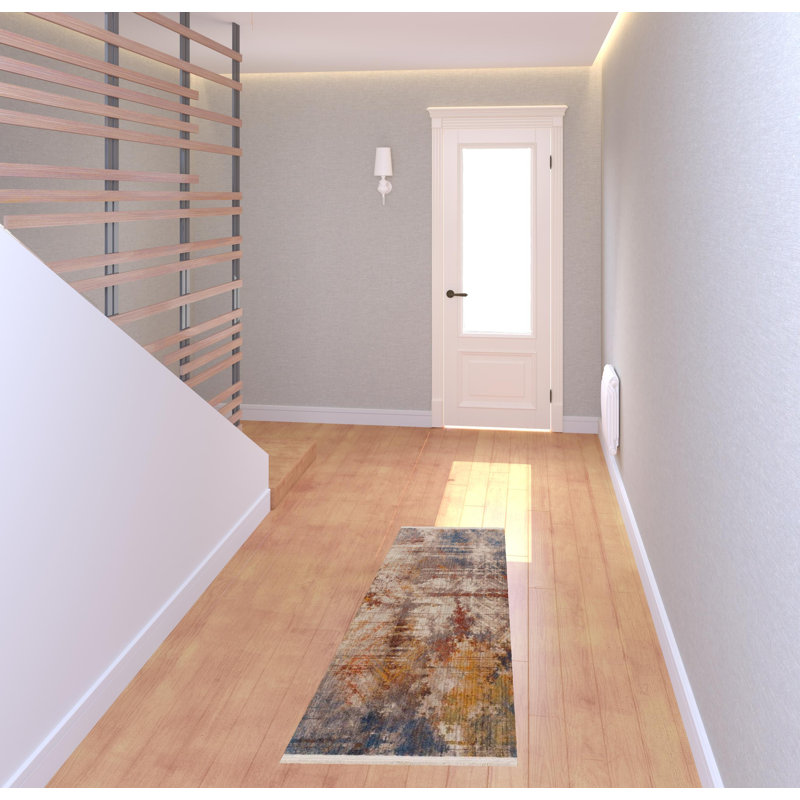 Tapis rétro performance rétro avec franges, Tapis de couloir 2 pi x 6 pi
