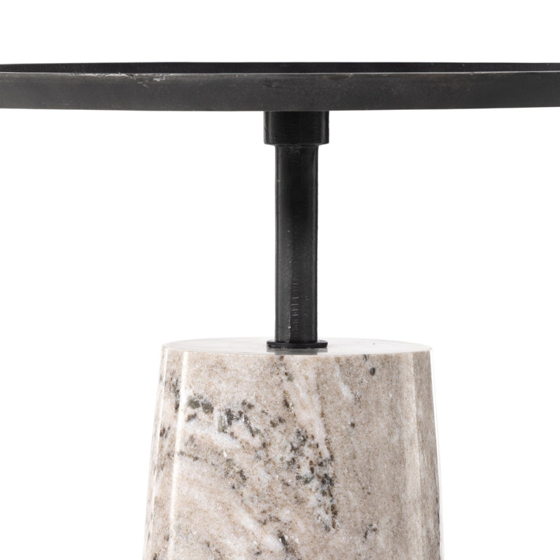 Table de bout Yazmarie, Marbre gris rivière, Gris vieilli