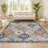 Kirman Bohemian Medallion Light Gray/Blue/Orange Rug-122101943