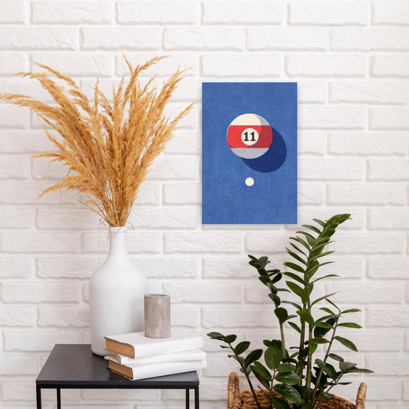 Eleven Striped Pool Ball Minimalist Modern Retro Wall Art Print 1 Piece Wrapped Canvas Wall Art, 45.72cm H x 30.48cm W