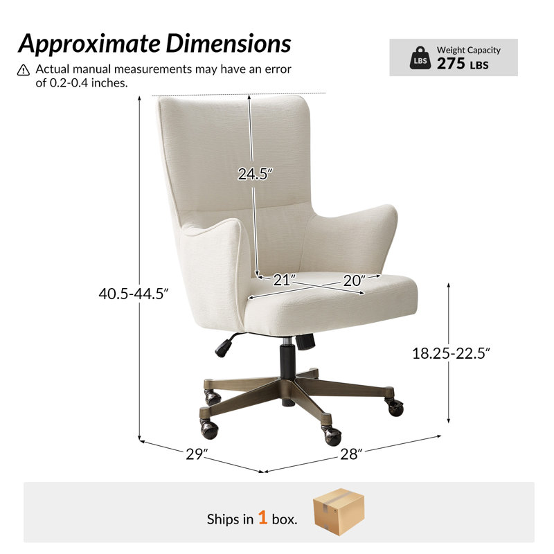 Chaise de bureau Benita, Blanc