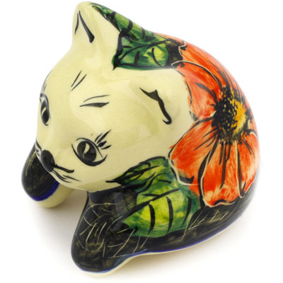 Figurine pour chat assis avec tablette de passion en lustre en céramique