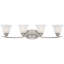 Trinidad 4-Light Indoor Brushed Nickel Bath or Vanity Wall Mount with Alabaster Glass Bell Shades-24081065