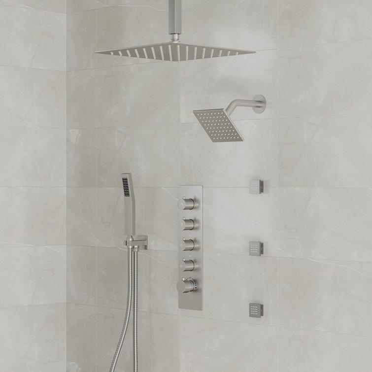 Dual Shower Heads System with Handheld Spray, Thermostatic Shower Faucet Set