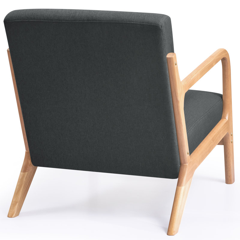 Chaise avec accoudoirs de lecture rembourrée Comfy, 100 % lin gris foncé