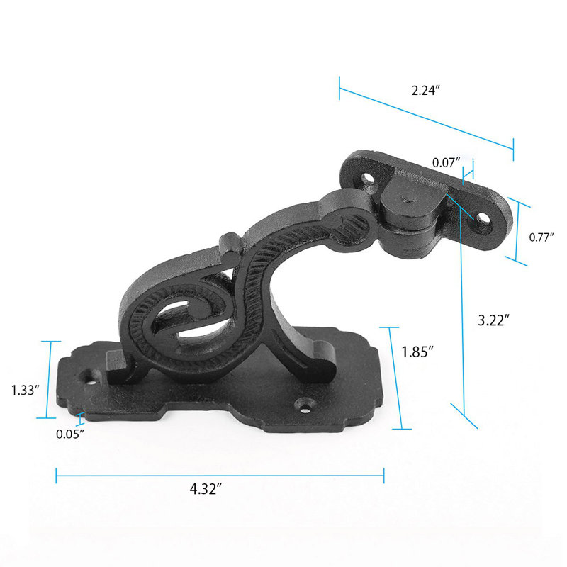 Black Wrought Iron Handrail Bracket for Stairs with Mounting Hardware