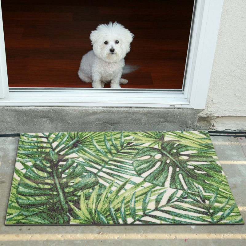 Sunshine Tropical Plants Outdoor Rugs Green, Rectangle 2' x 3'