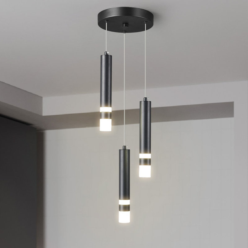 Mini-luminaire suspendu DEL à 3 lumières Enemencio, Noir, 3