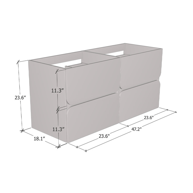 Meuble-lavabo double 47,2 po avec dessus Kaydin, Noir, Blanc