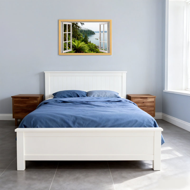 Paysage et nature, fenêtre ouverte, vue sur le lac, scène naturelle, H 30 po x l 20 po, Toile tendue, Ne s’applique pas