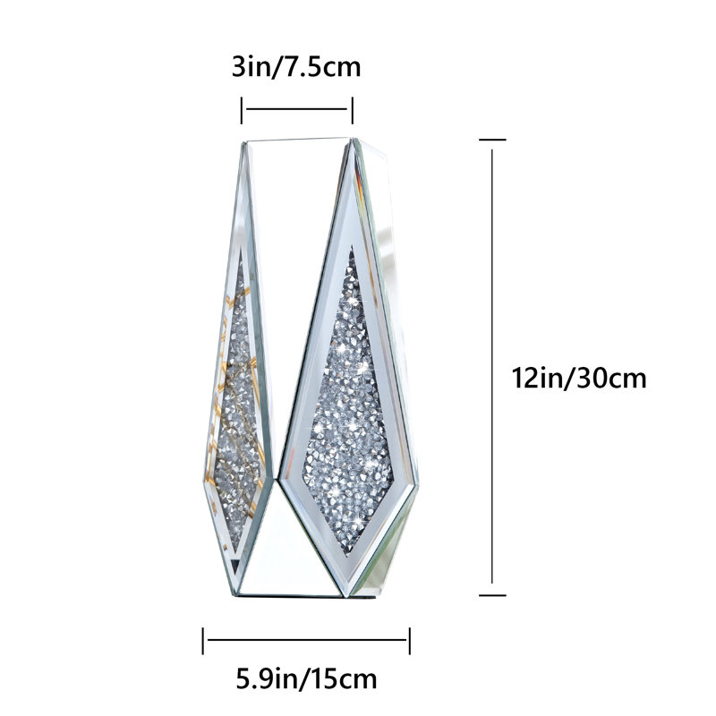 Cerrie Glass Vase Mirrored Table Decor