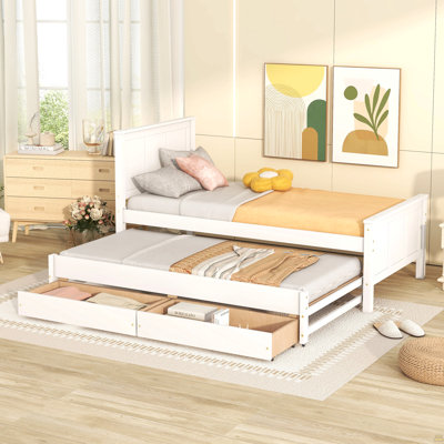Lit plateforme simple avec lit gigogne et tiroirs