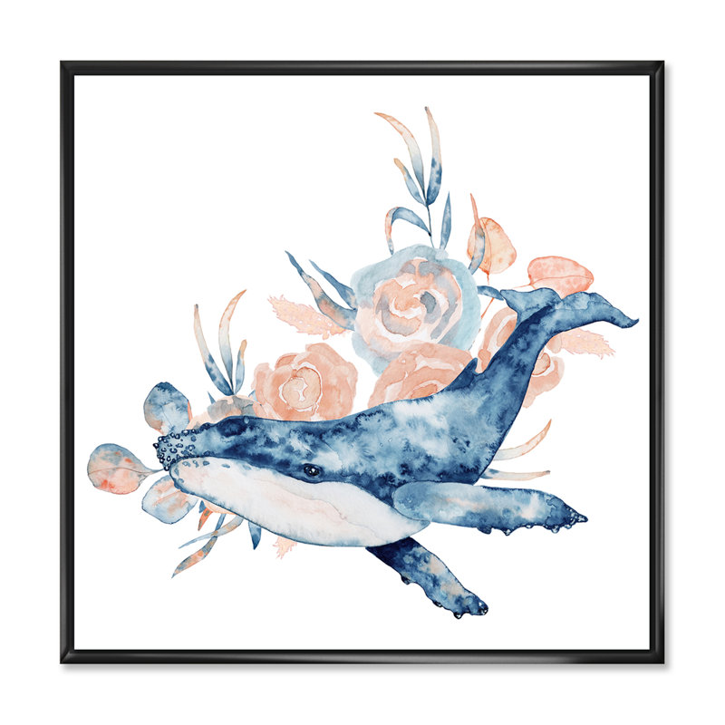 11 «Blue Whale On White III», reproduction d'art sur toile nautique et côtière, H 16 po x l 16 po x P 1 po