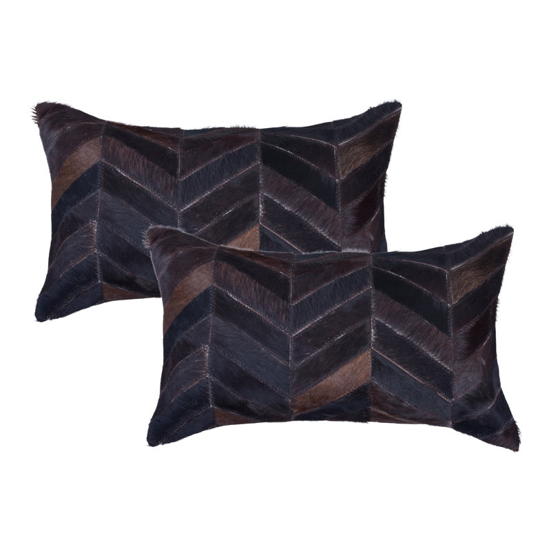  Rectangular Leather Pillow Cover and Insert, Chocolate