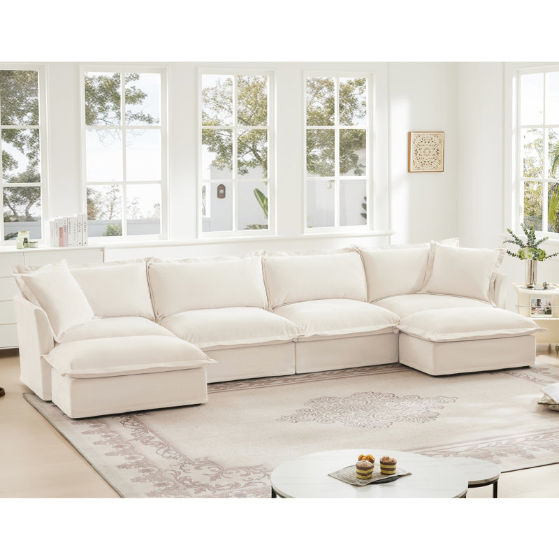 Canapé modulaire en U à 4 places avec tissu chenille, canapé confortable pour salon, appartement, canapé modulaire doux et spacieux, siège relaxant